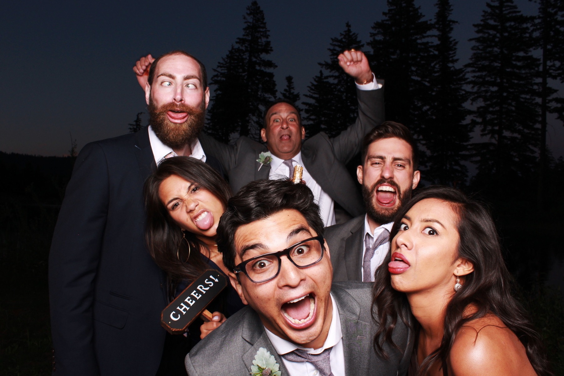 Sababa making a funny face in a wedding photo booth